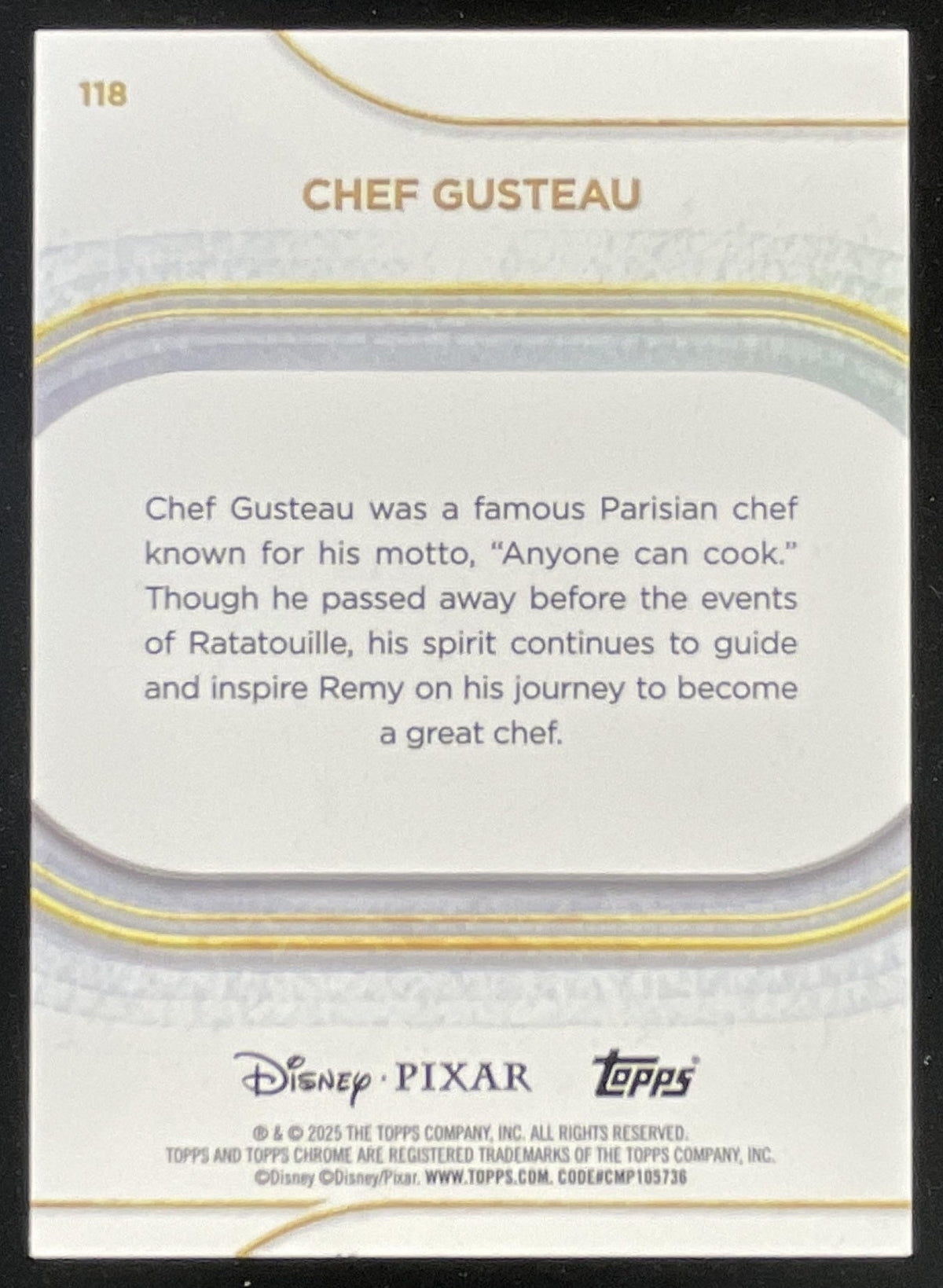 2025 Topps Chrome Disney Sapphire Purple Refractor #118 Chef Gusteau /15 product image 2, provided for visual reference and