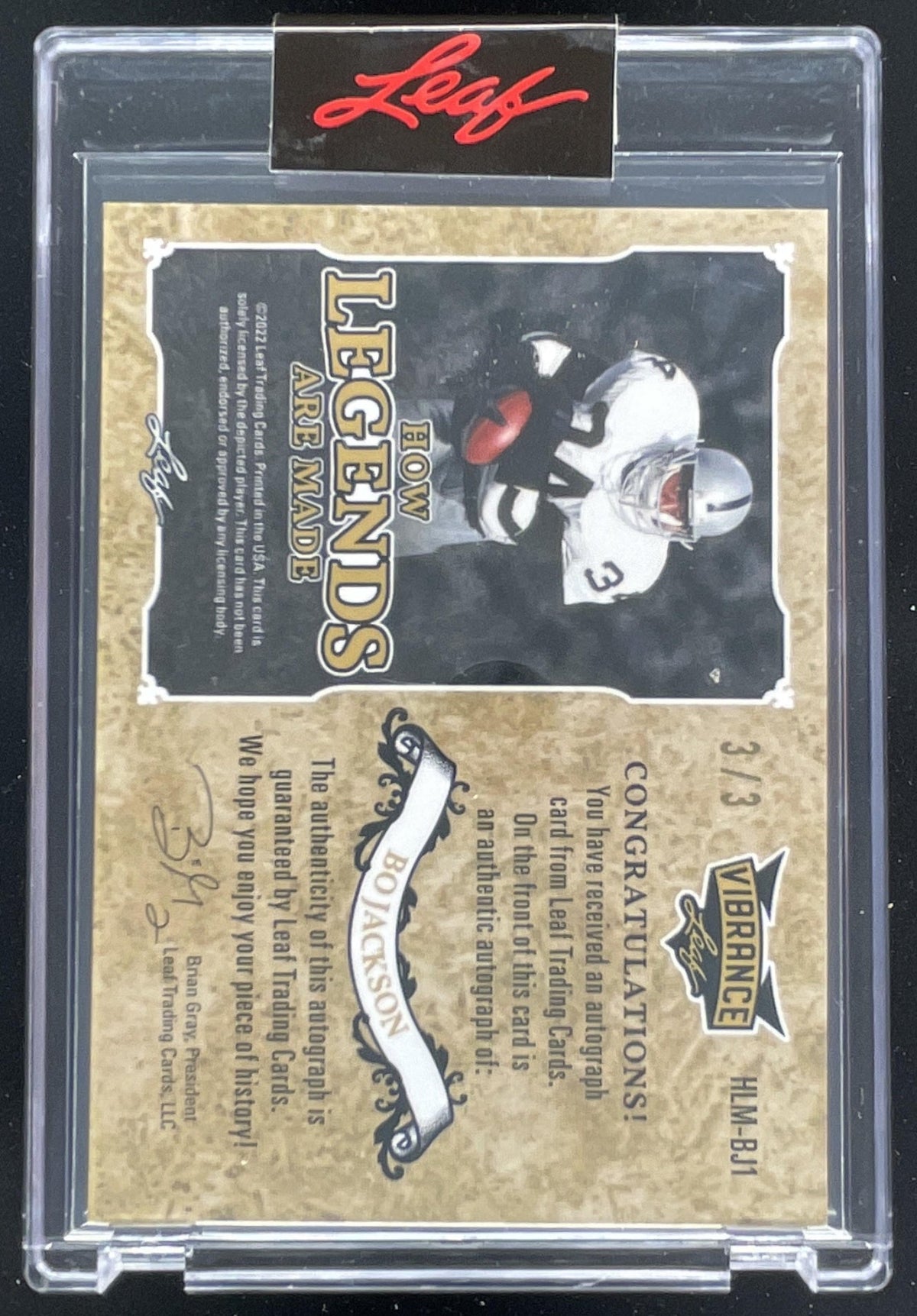 2022 Leaf Vibrance How Legends Are Made Purple Crystal Bo Jackson Auto /3 product image 2, provided for visual reference and