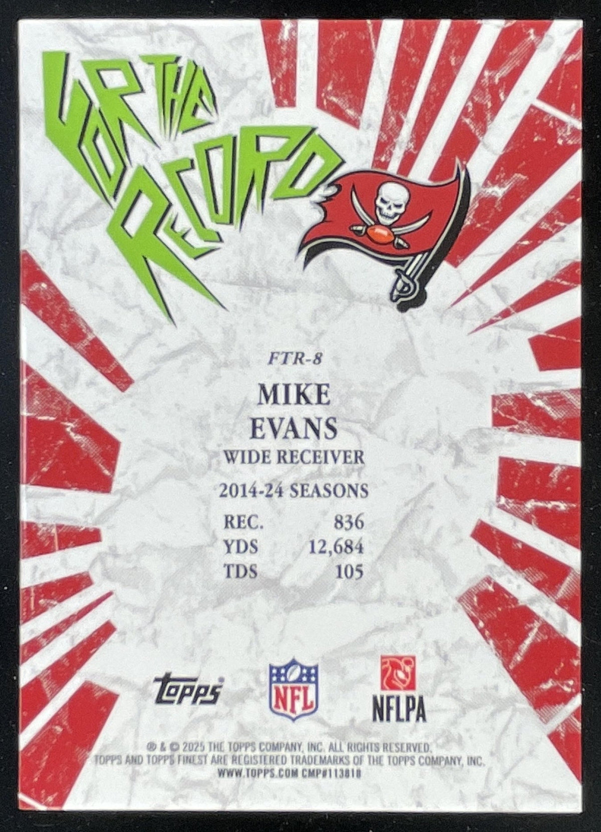2025 Topps Finest For the Record #FTR-8 Mike Evans product image 2, provided for visual reference and product detail review