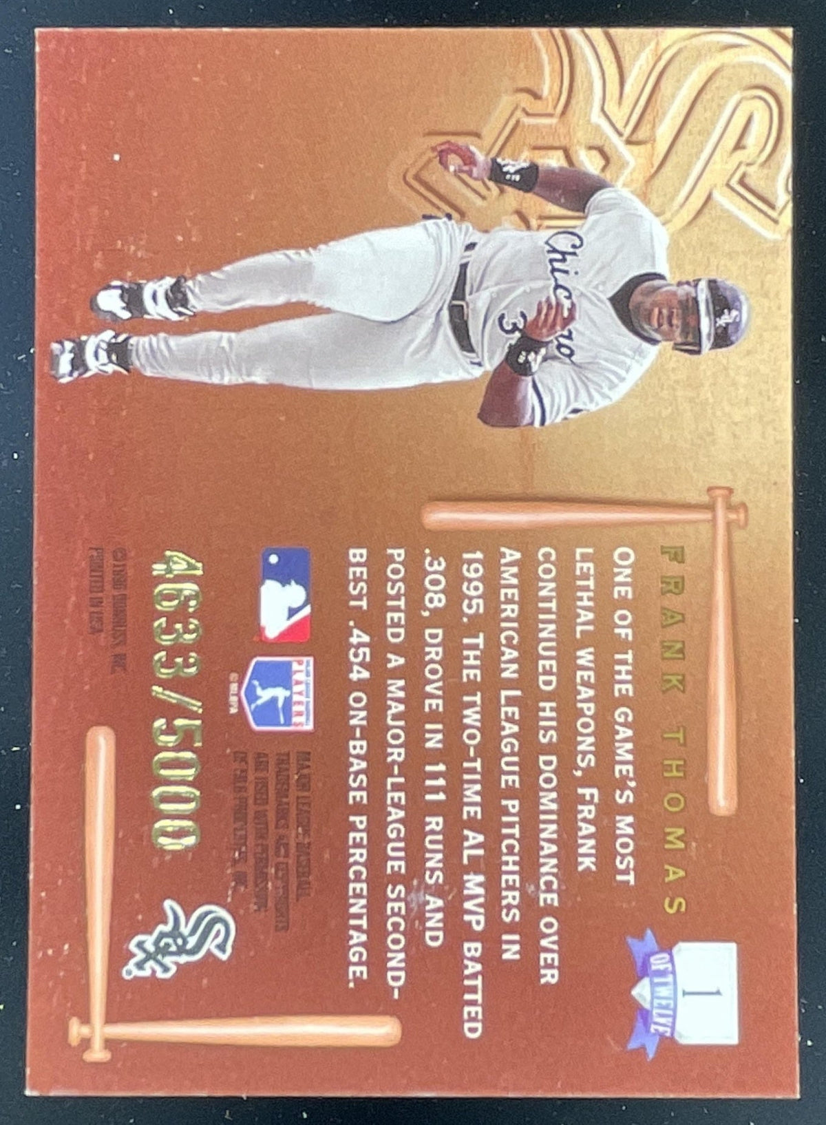 1996 Leaf Picture Perfect #1 Frank Thomas /5000 product image 2, provided for visual reference and product detail review