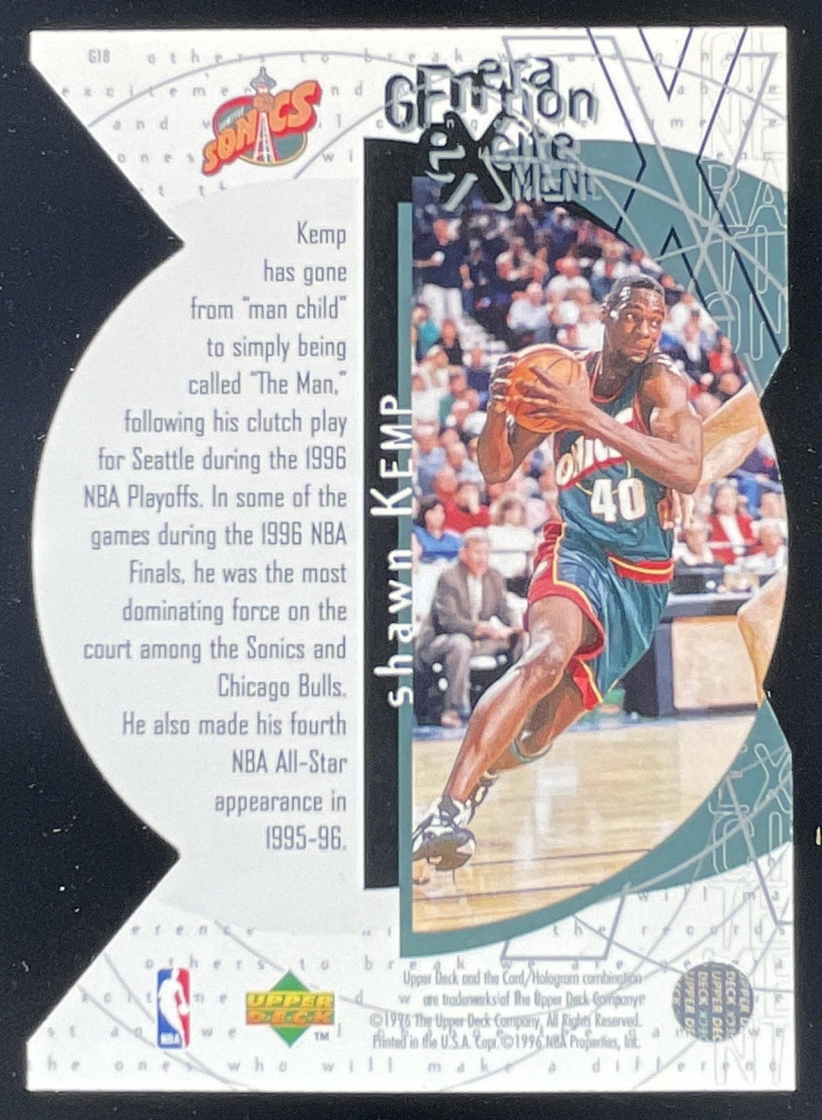 1996-97 Upper Deck Generation Excitement #G18 Shawn Kemp product image 2, provided for visual reference and product detail