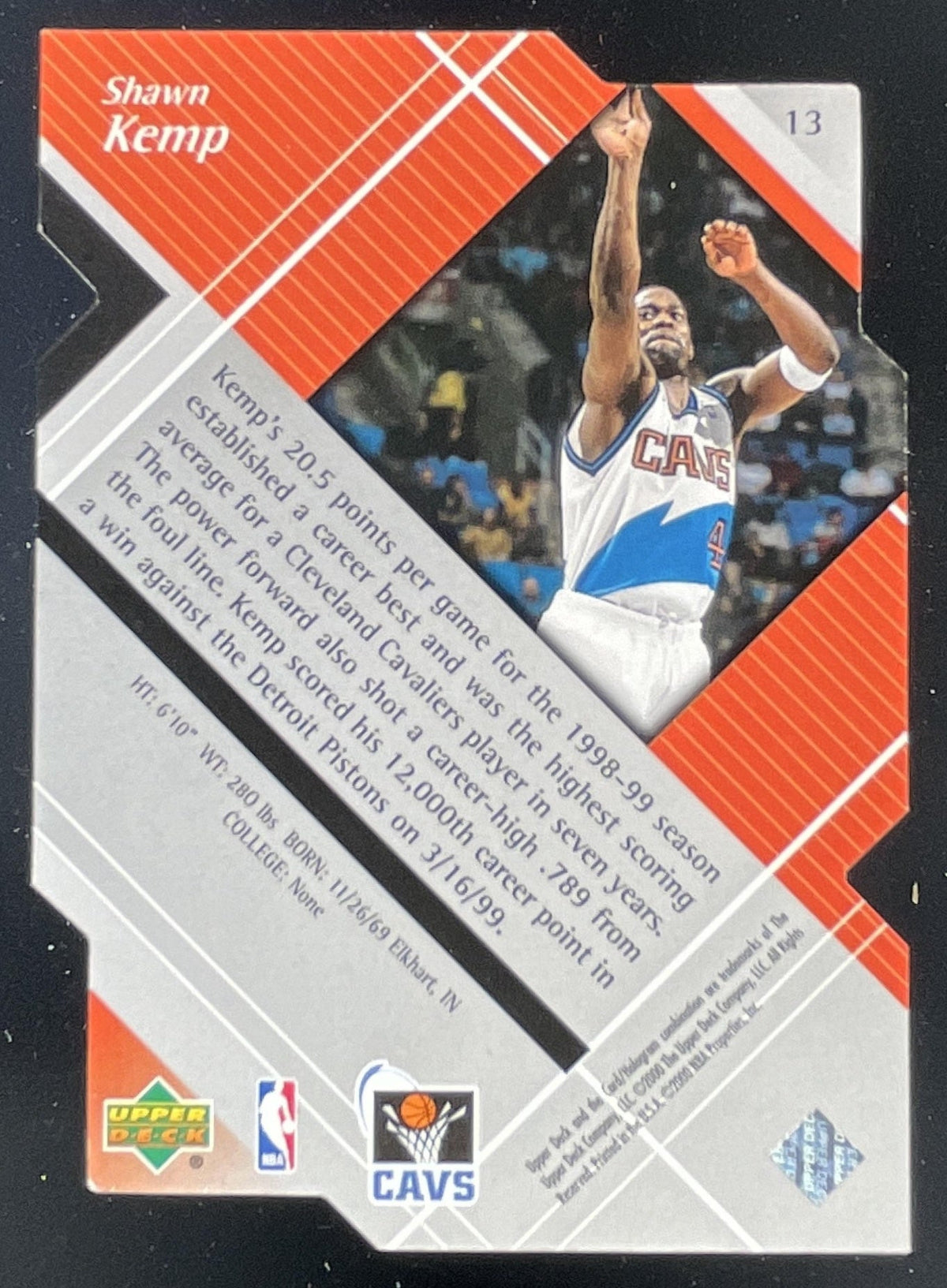 1999-00 Upper Deck Black Diamond Cut #13 Shawn Kemp product image 2, provided for visual reference and product detail review