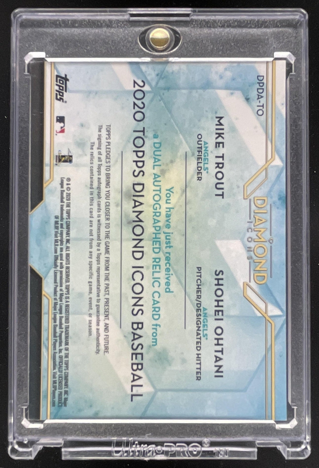 2020 Topps Diamond Icons Dual-Player Relics Shohei Ohtani Mike Trout Auto /10 product image 2, provided for visual reference