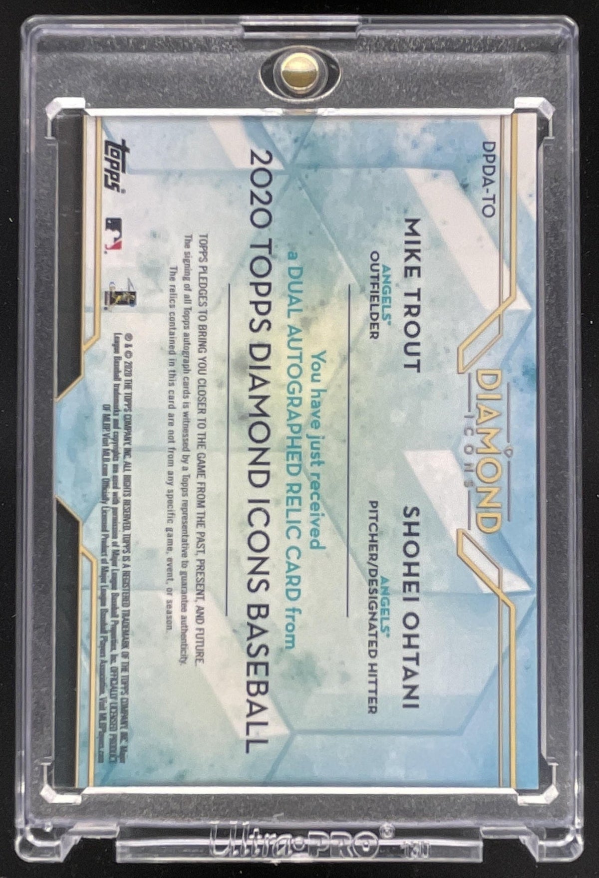 2020 Topps Diamond Icons Dual-Player Relics Shohei Ohtani Mike Trout Auto /10 product image 2, provided for visual reference