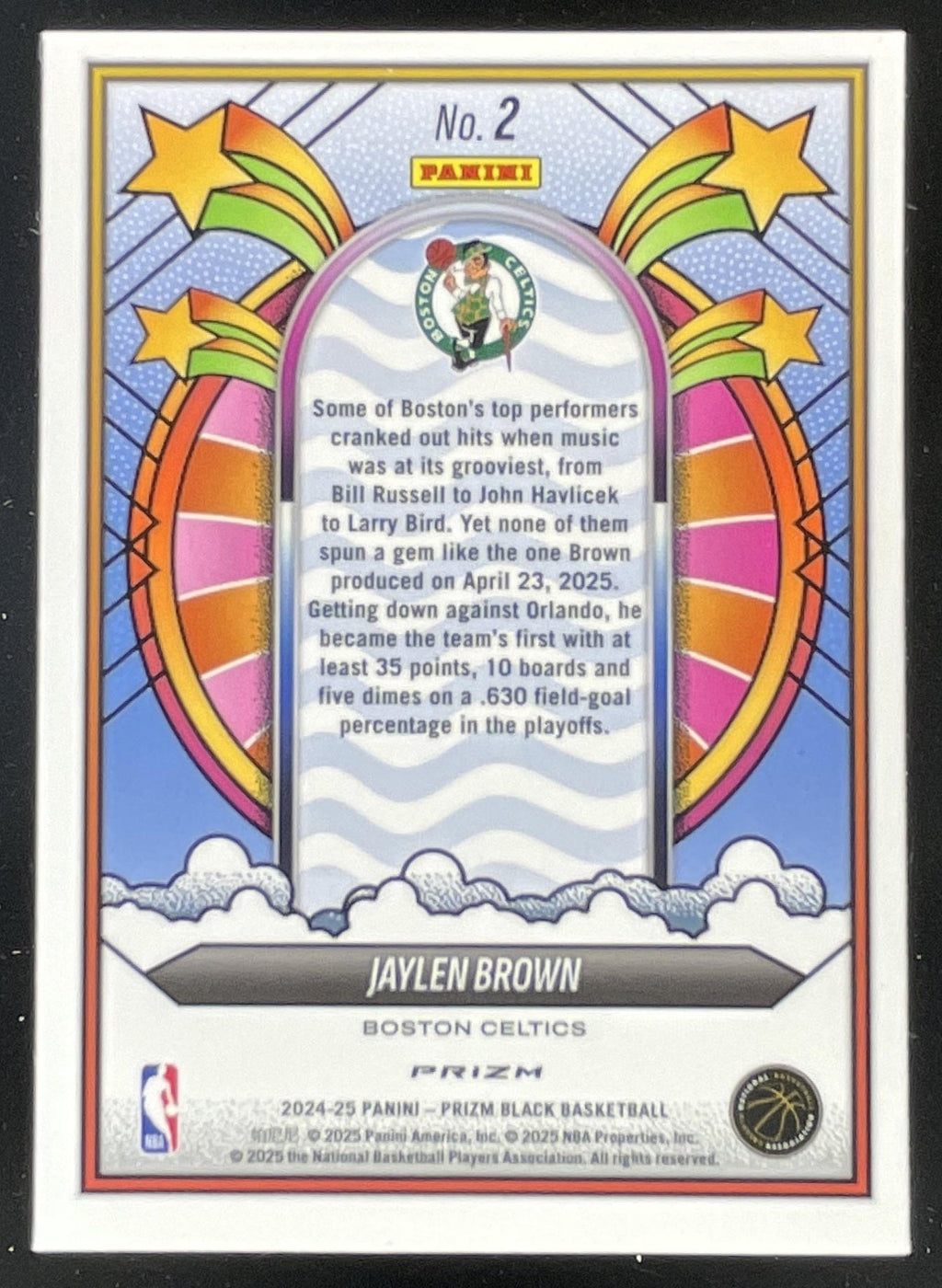 2024-25 Panini Prizm Black Groovy #2 Jaylen Brown SSP product image 2, provided for visual reference and product detail