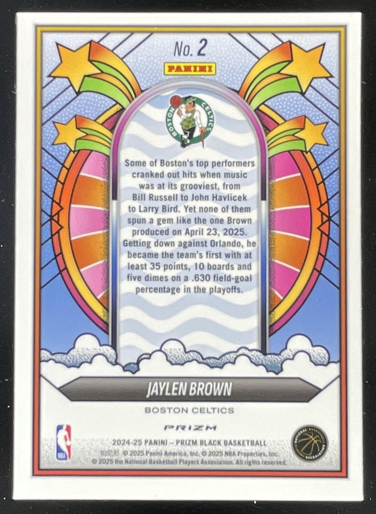 2024-25 Panini Prizm Black Groovy #2 Jaylen Brown SSP product image 2, provided for visual reference and product detail