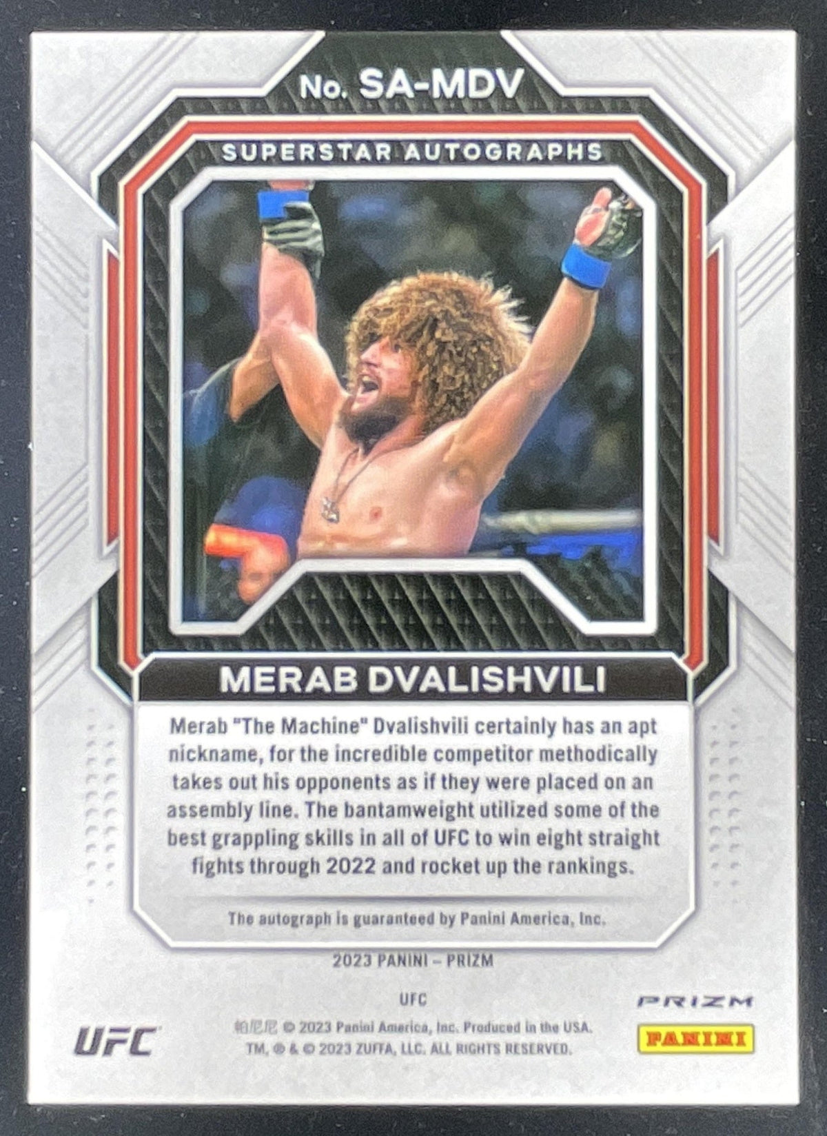 2023 Prizm UFC Superstar Green Prizms #SA-MDV Merab Dvalishvili Auto product image 2, provided for visual reference and