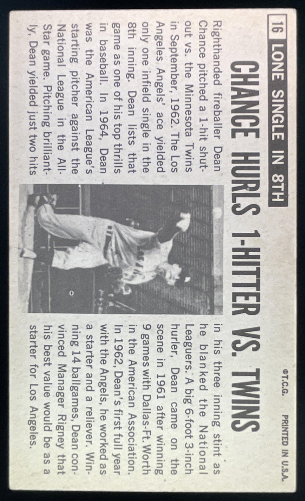 1964 Topps Giants #16 Dean Chance product image 2, provided for visual reference and product detail review