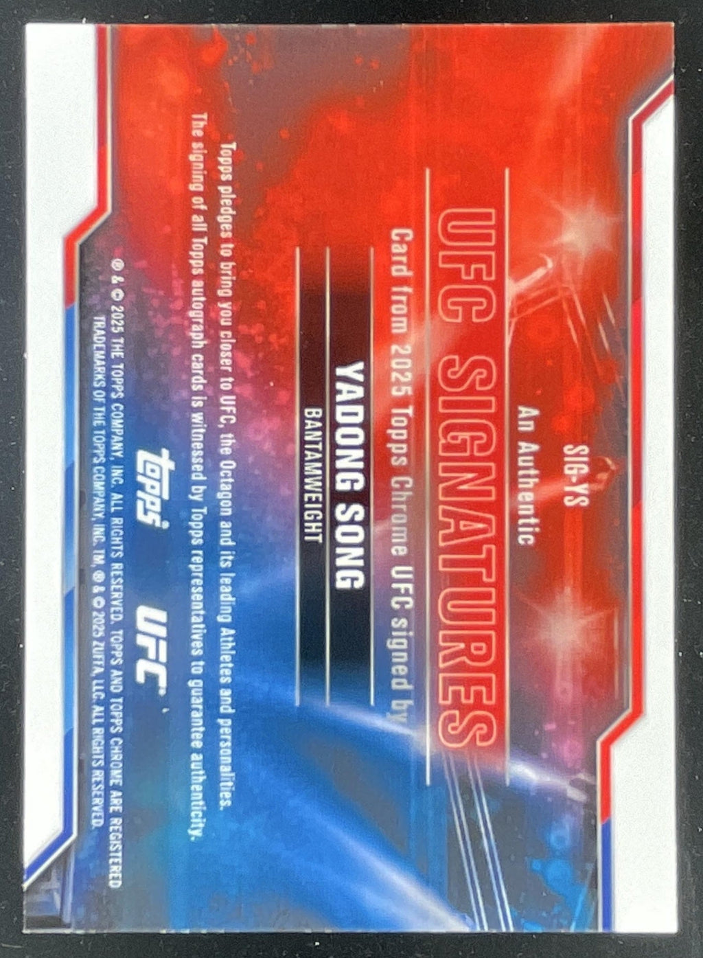2025 Topps UFC Chrome UFC Green Geometric #SIG-YS Yadong Song Auto /99 product image 2, provided for visual reference and