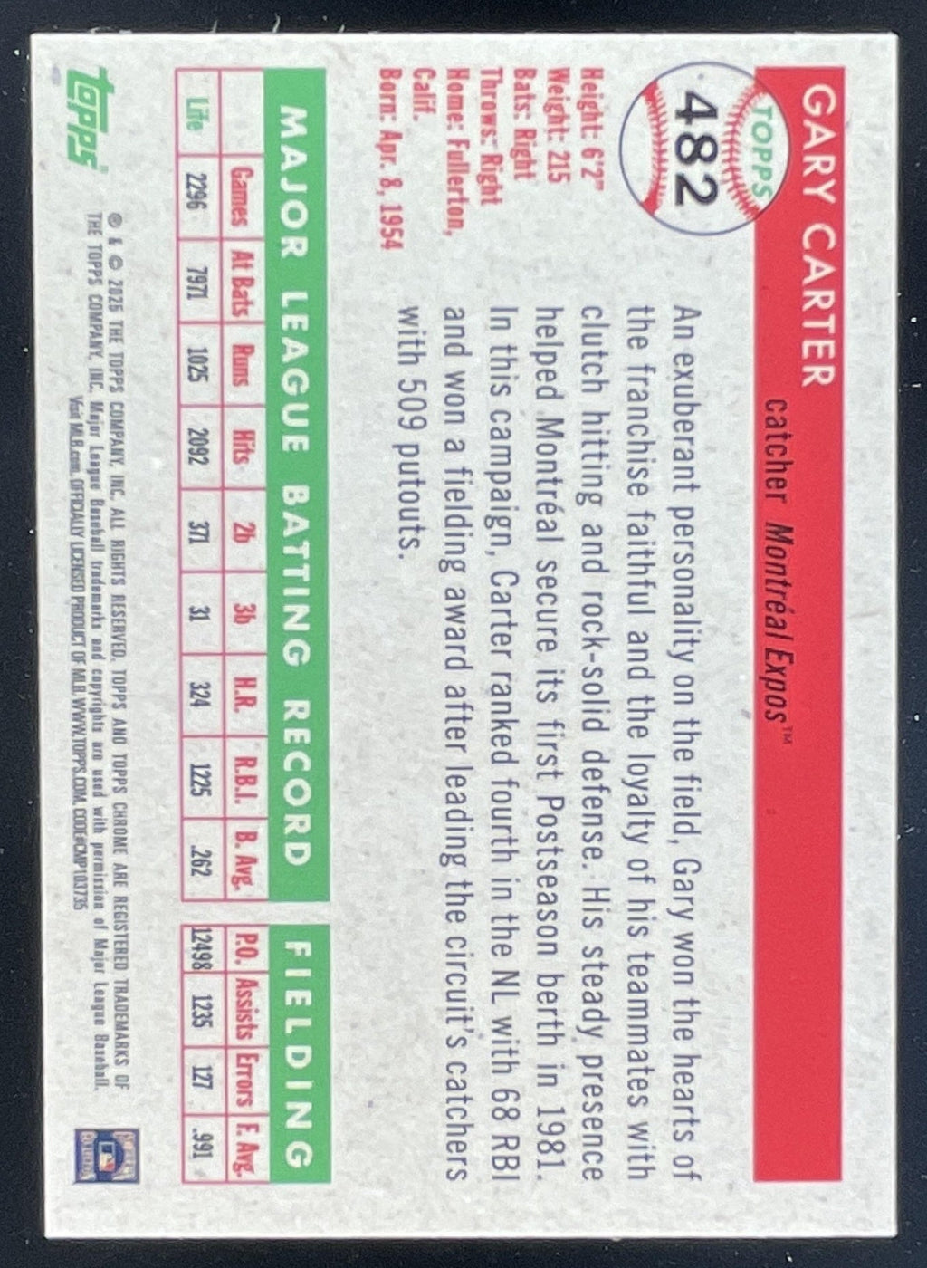 2025 Topps Chrome Platinum Anniversary Toile Cream Rose Gold Gary Carter /75 product image 2, provided for visual reference