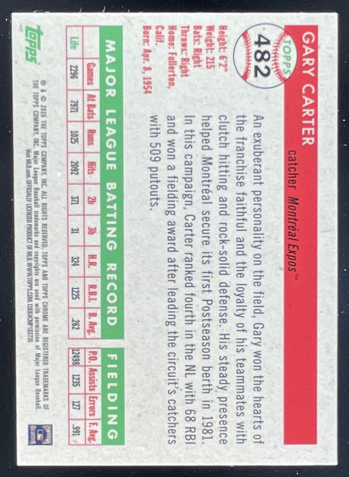 2025 Topps Chrome Platinum Anniversary Toile Cream Rose Gold Gary Carter /75 product image 2, provided for visual reference