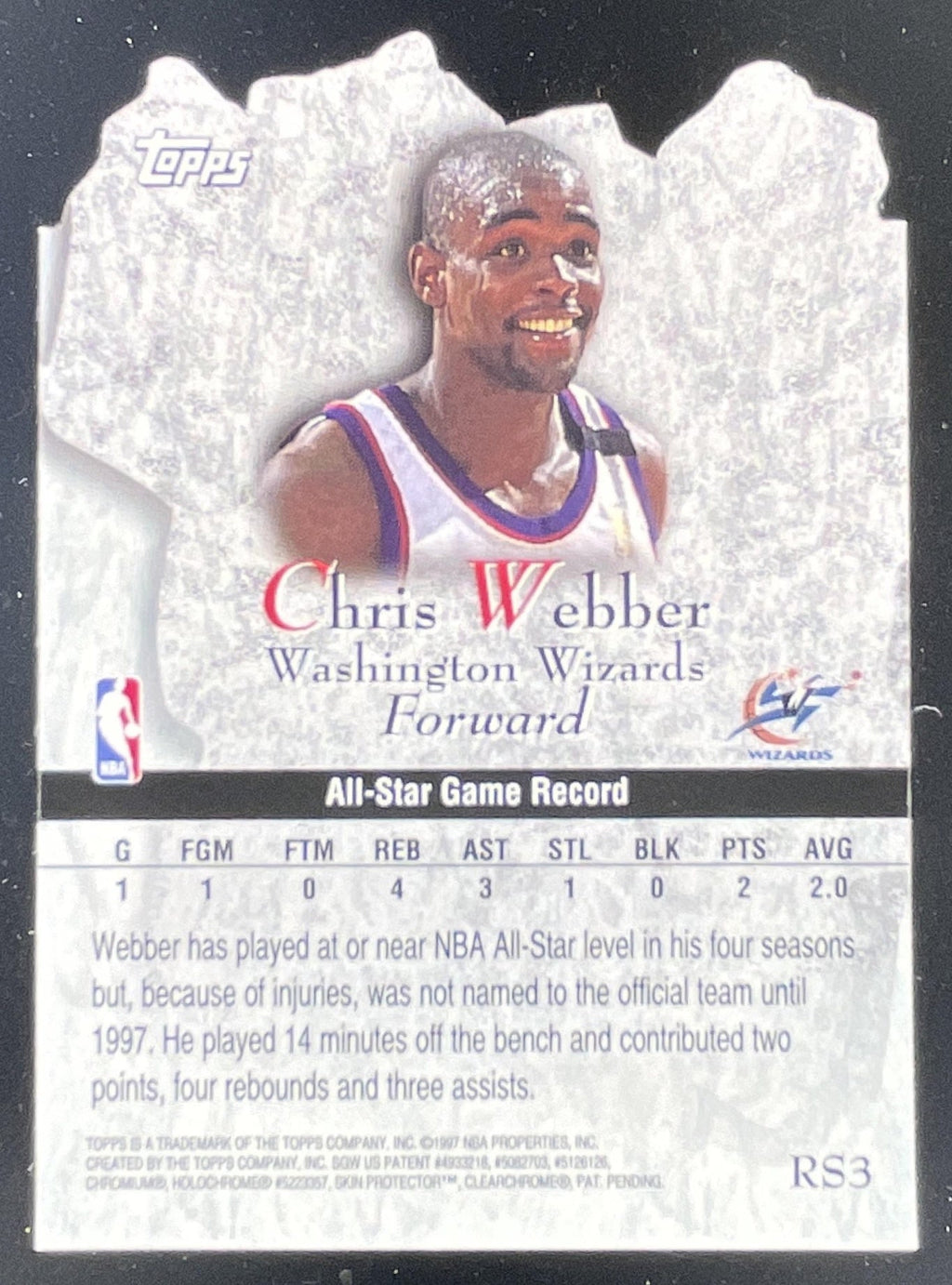 1997-98 Topps Rock Stars #RS3 Chris Webber product image 2, provided for visual reference and product detail review