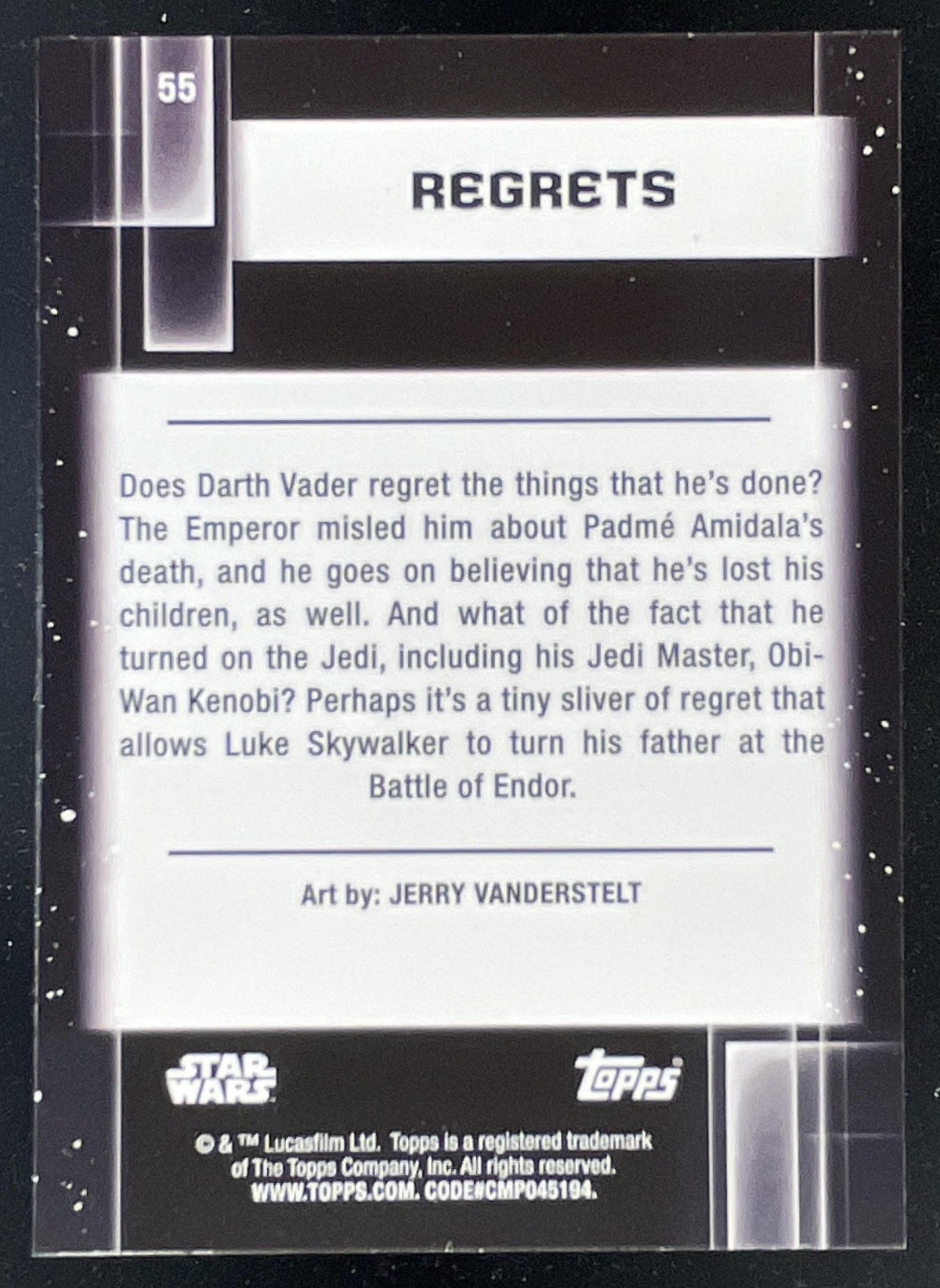 2021 Topps Chrome Star Wars Galaxy #55 Regrets product image 2, provided for visual reference and product detail review