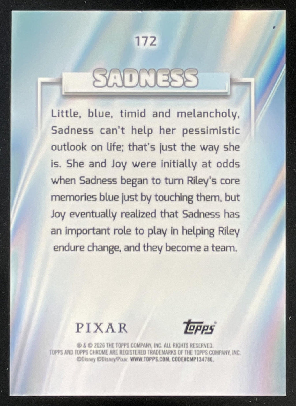 2026 Topps Chrome Disney Green Refractor #172 Sadness /99 product image 2, provided for visual reference and product detail