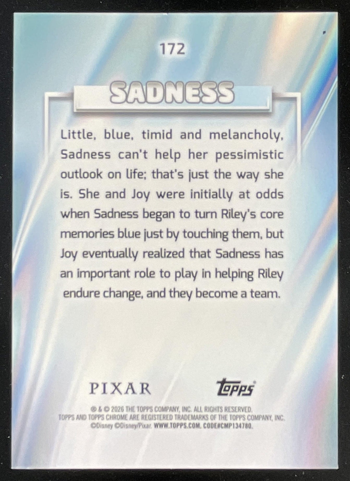 2026 Topps Chrome Disney Green Refractor #172 Sadness /99 product image 2, provided for visual reference and product detail