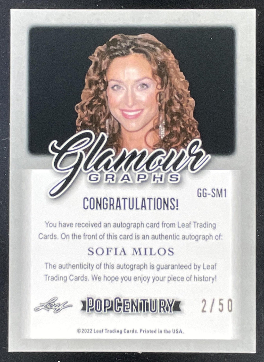 2022 Leaf Metal Pop Century Glamour Graphs Crystal Silver Sofia Milos Auto /50 product image 2, provided for visual