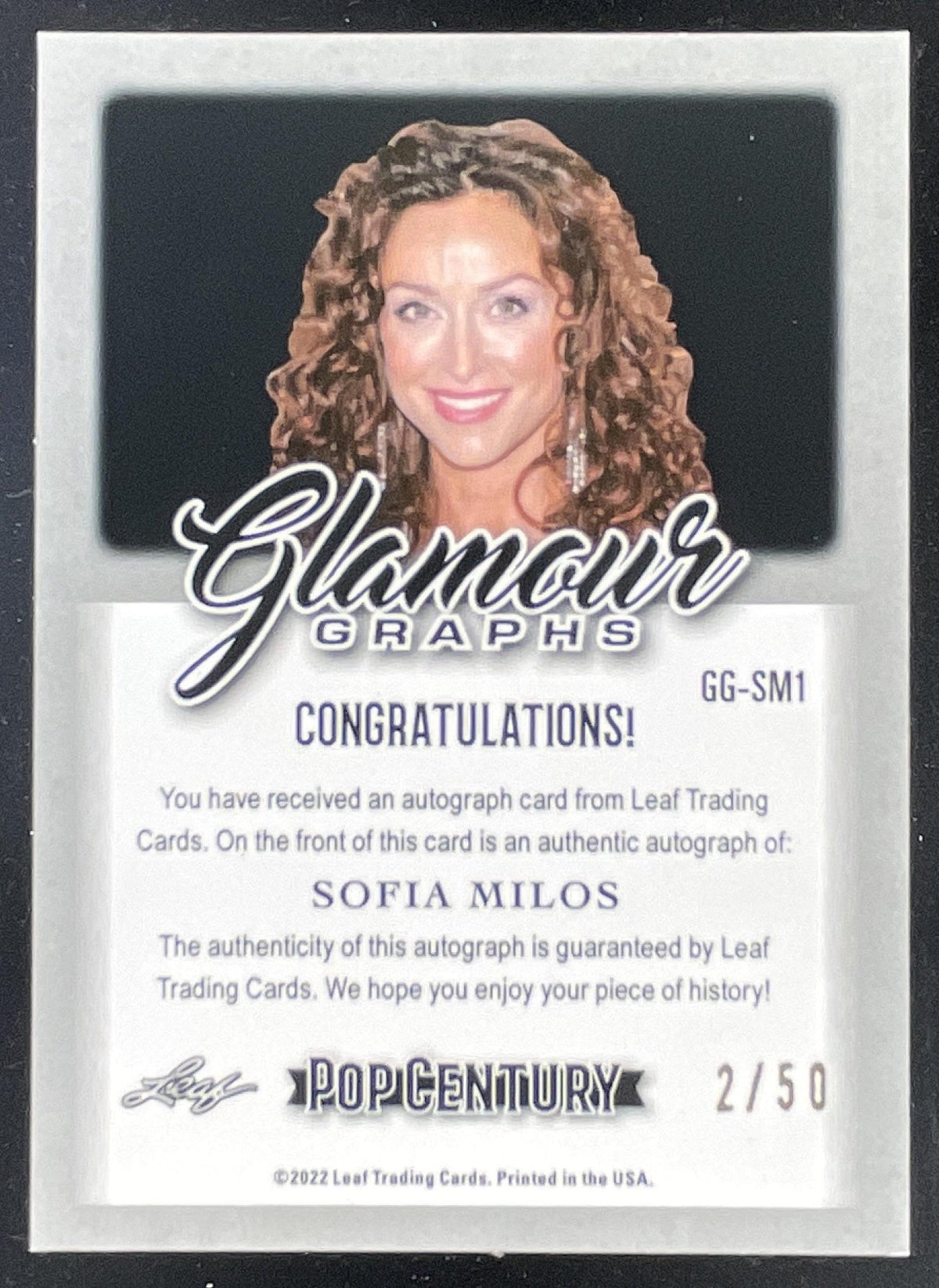 2022 Leaf Metal Pop Century Glamour Graphs Crystal Silver Sofia Milos Auto /50 product image 2, provided for visual