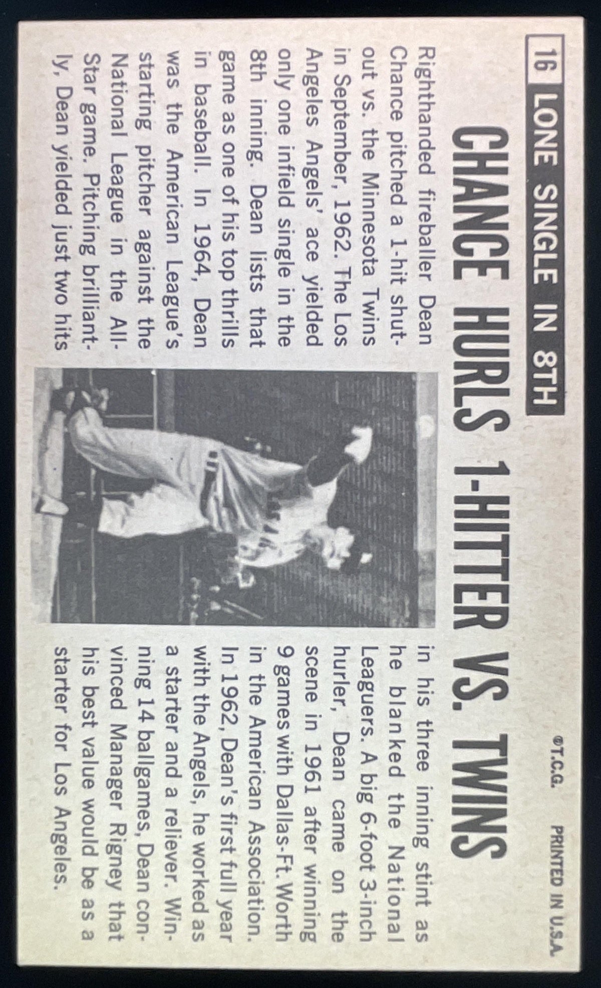 1964 Topps Giants #16 Dean Chance product image 2, provided for visual reference and product detail review