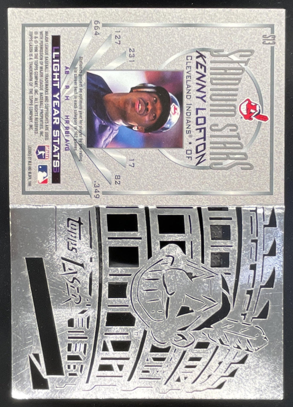 1996 Topps Laser Stadium Stars #S13 Kenny Lofton product image 2, provided for visual reference and product detail review