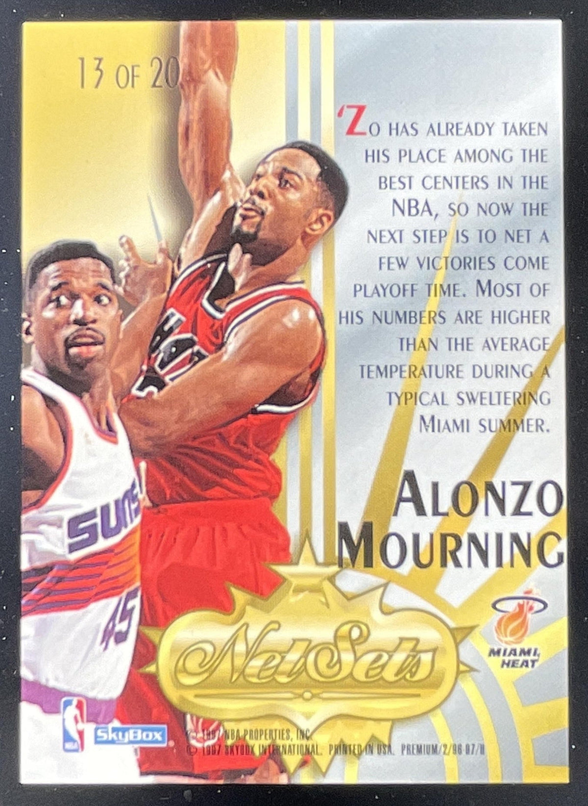 1996-97 Skybox Premium Net Assets #13 Alonzo Mourning product image 2, provided for visual reference and product detail