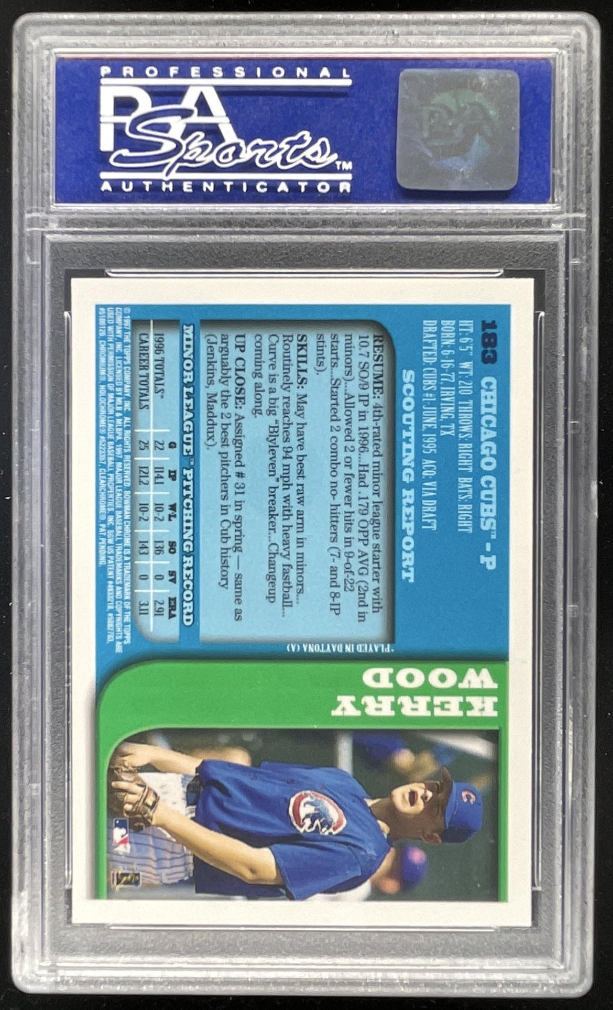 1997 Bowman Chrome #183 Kerry Wood RC product image 2, provided for visual reference and product detail review