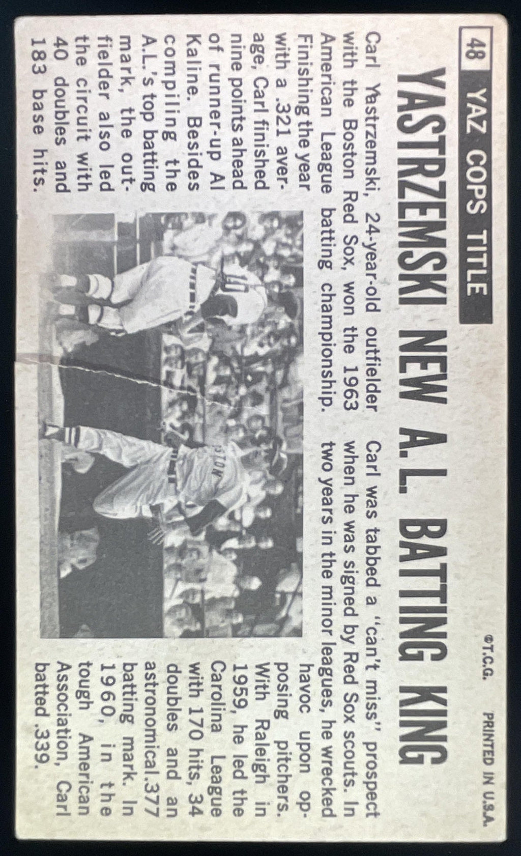 1964 Topps Giants #48 Carl Yastrzemski product image 2, provided for visual reference and product detail review