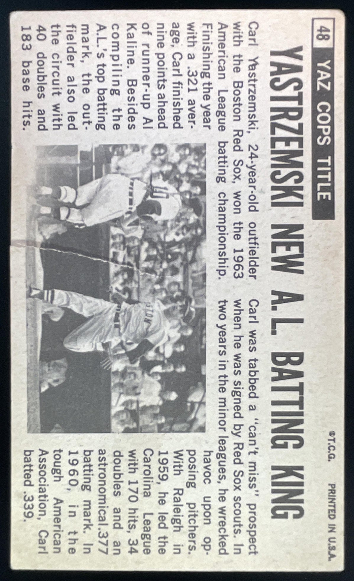 1964 Topps Giants #48 Carl Yastrzemski product image 2, provided for visual reference and product detail review
