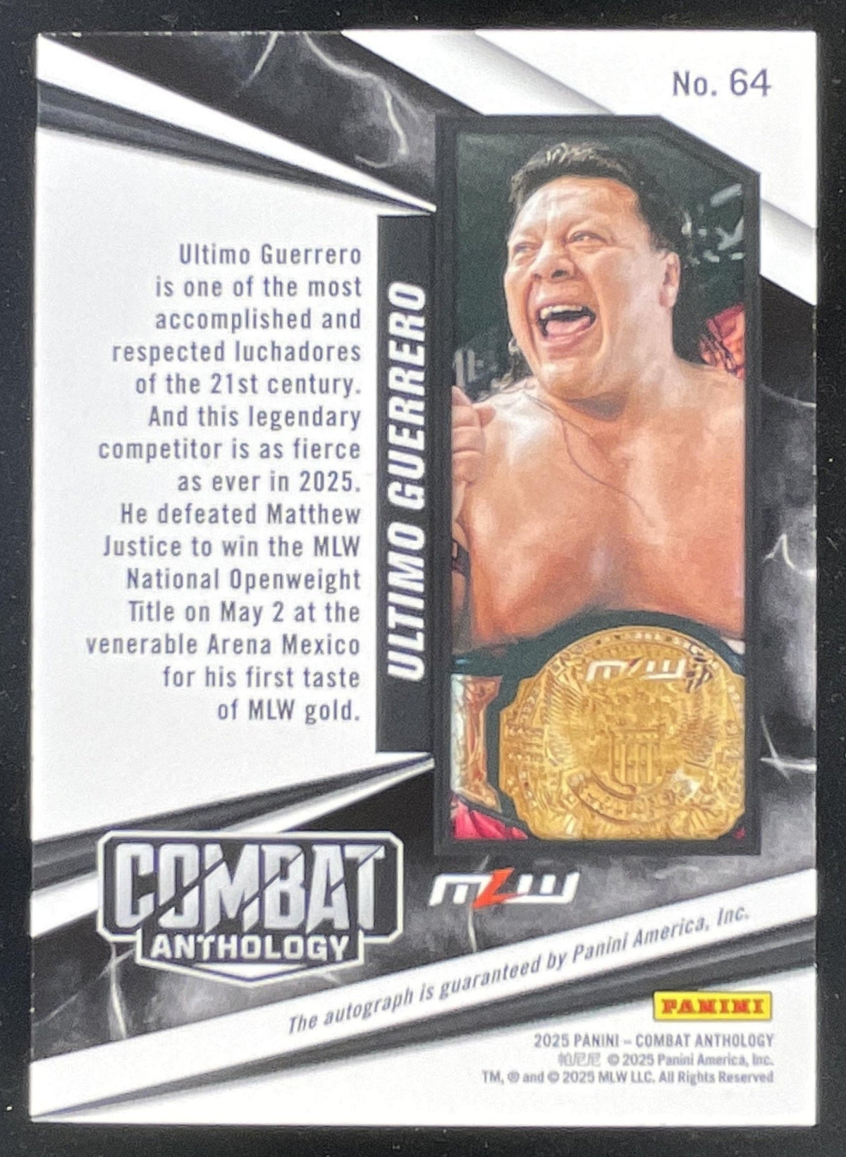 2025 Panini Combat Anthology Signatures Gold #64 Ultimo Guerrero Auto /10 product image 2, provided for visual reference and