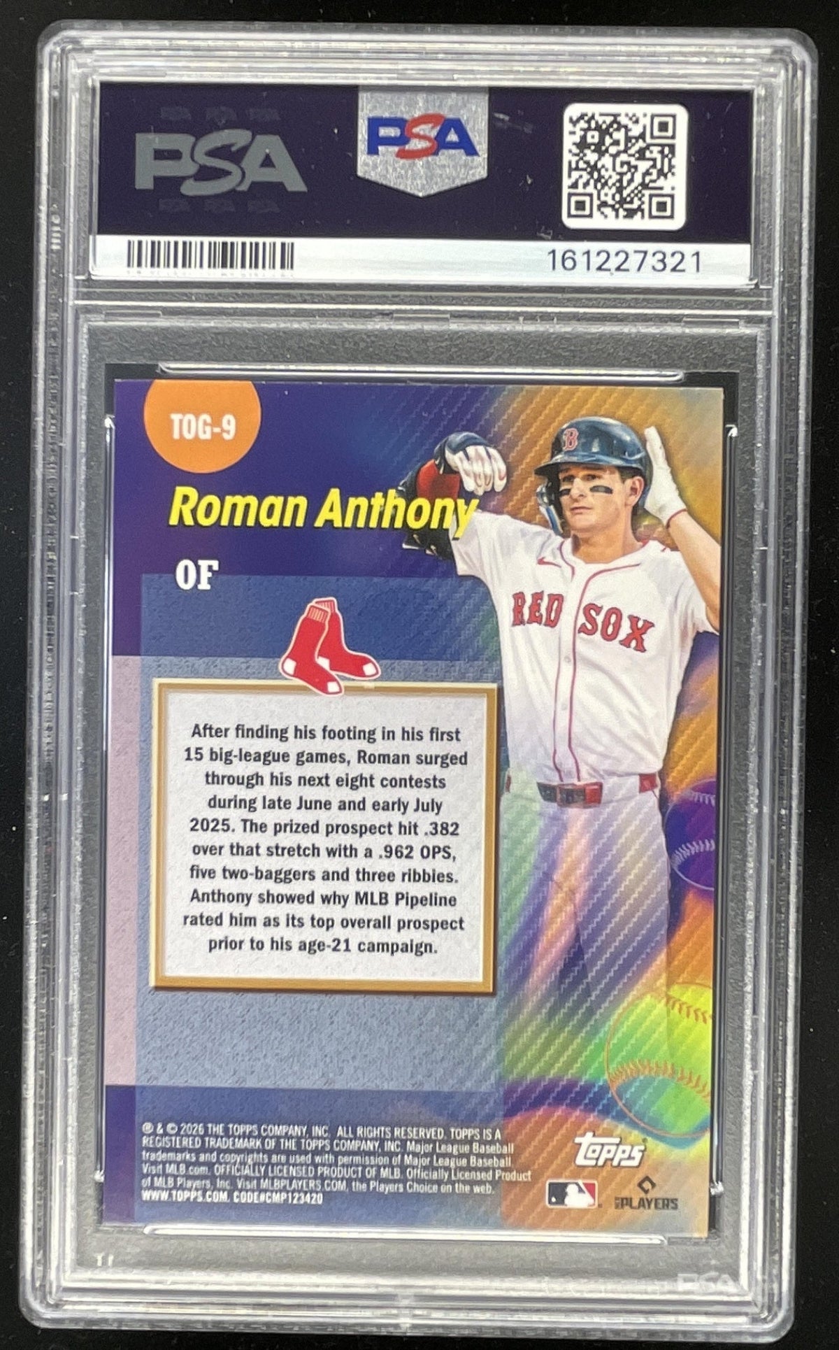 2026 Topps Series 1 Titans Of The Game #TOG-9 Roman Anthony RC PSA 10 product image 2, provided for visual reference and