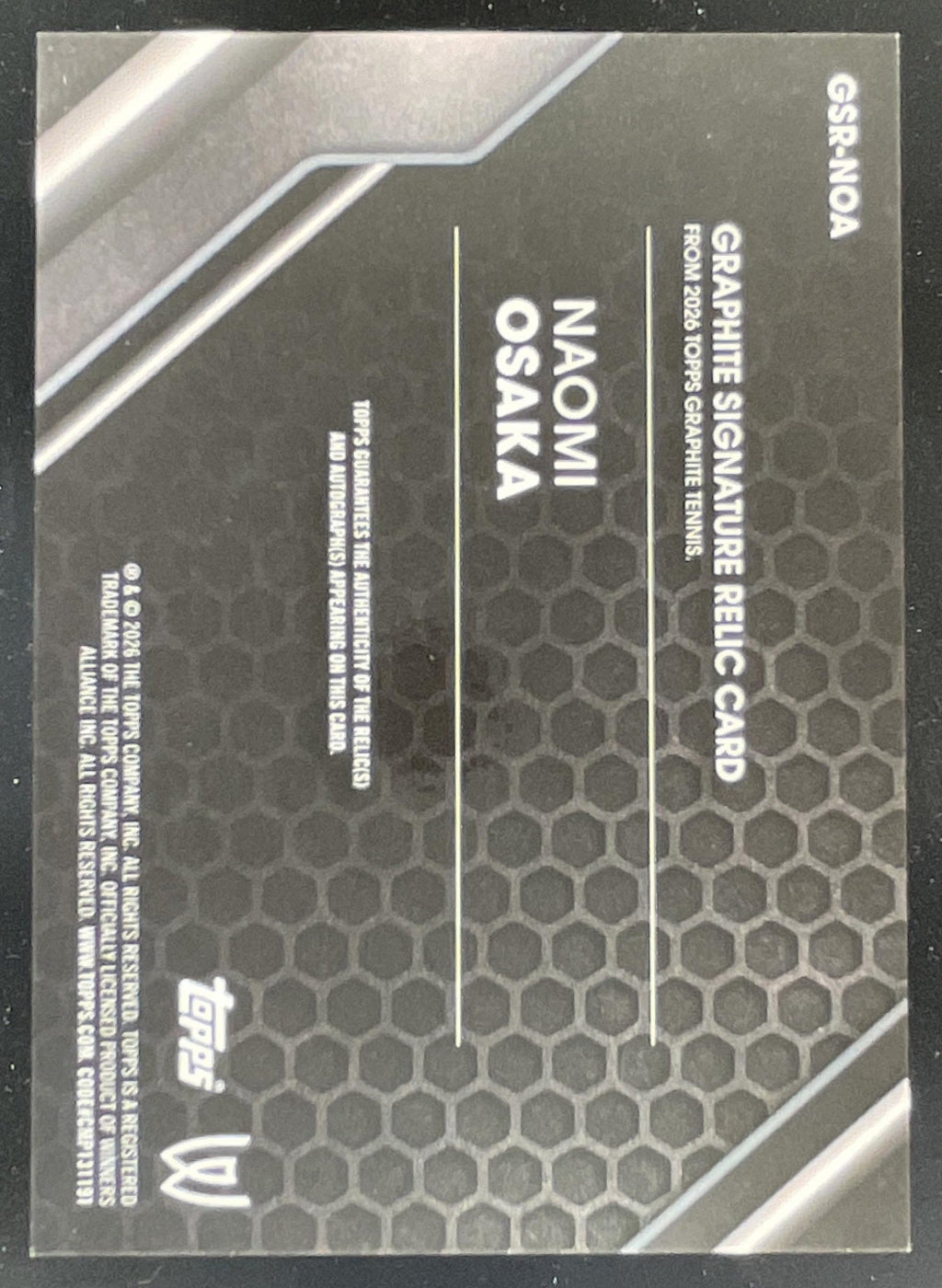 2026 Topps Graphite Signature Relics #GSR-NOA Naomi Osaka Auto product image 2, provided for visual reference and product