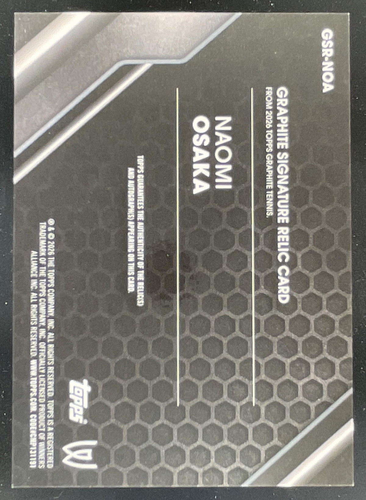 2026 Topps Graphite Signature Relics #GSR-NOA Naomi Osaka Auto product image 2, provided for visual reference and product