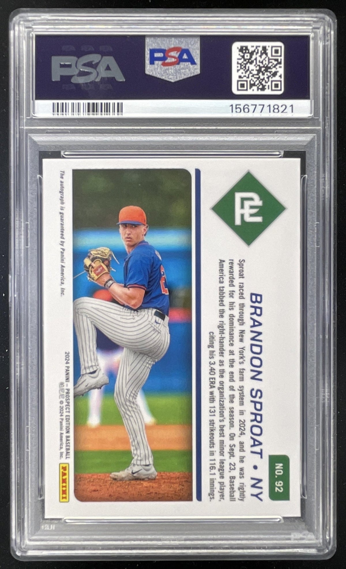 2024 Prospect Edition Holo Prospect Ticket #92 Brandon Sproat Auto PSA 10 product image 2, provided for visual reference and