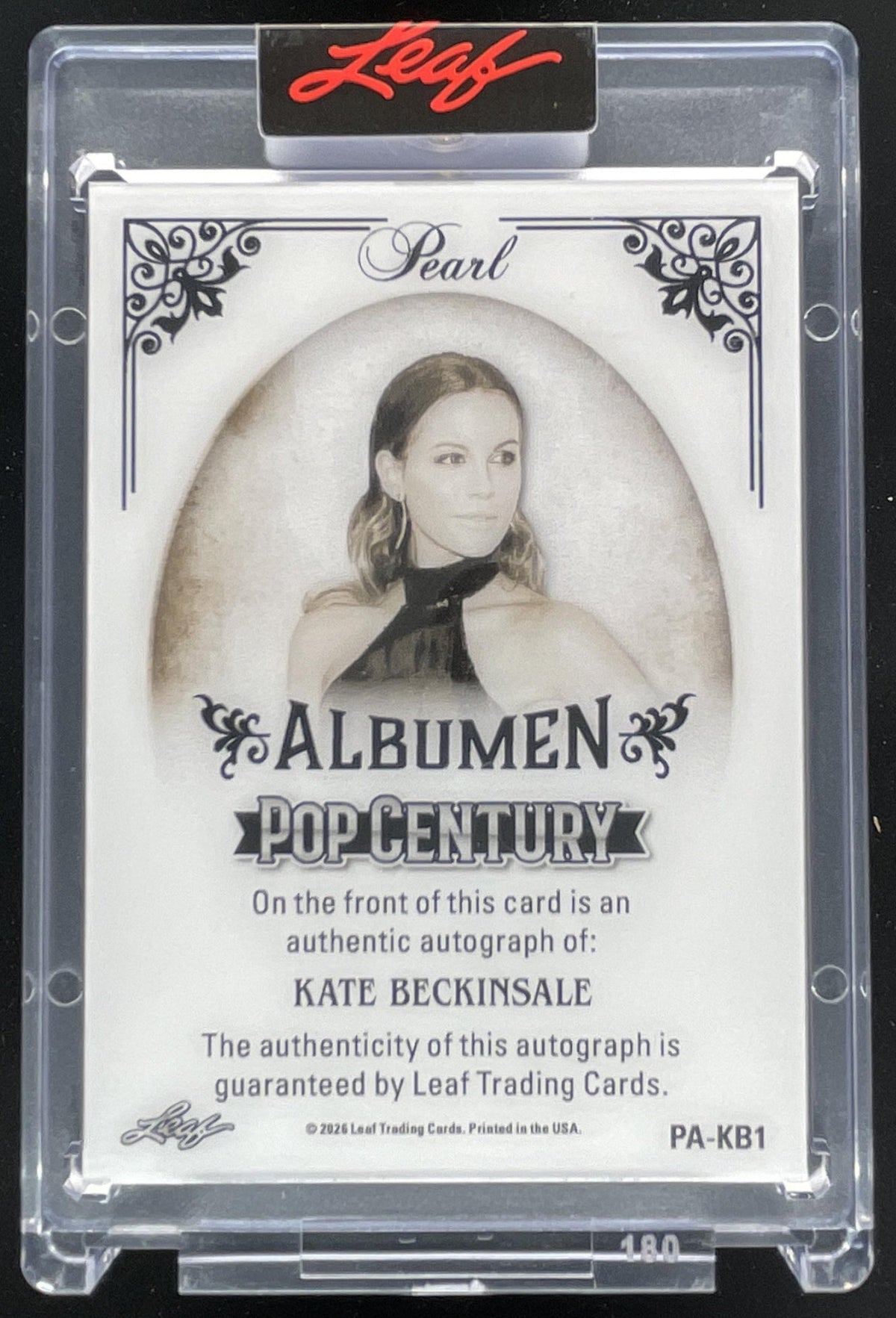 2026 Leaf Metal Century Pearl Albumen Green Spectrum Kate Beckinsale Auto 1/1 product image 2, provided for visual reference