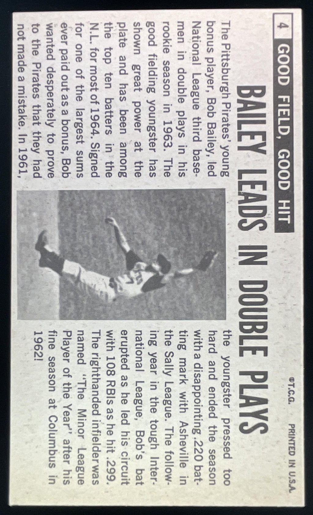 1964 Topps Giants #4 Bob Bailey product image 2, provided for visual reference and product detail review