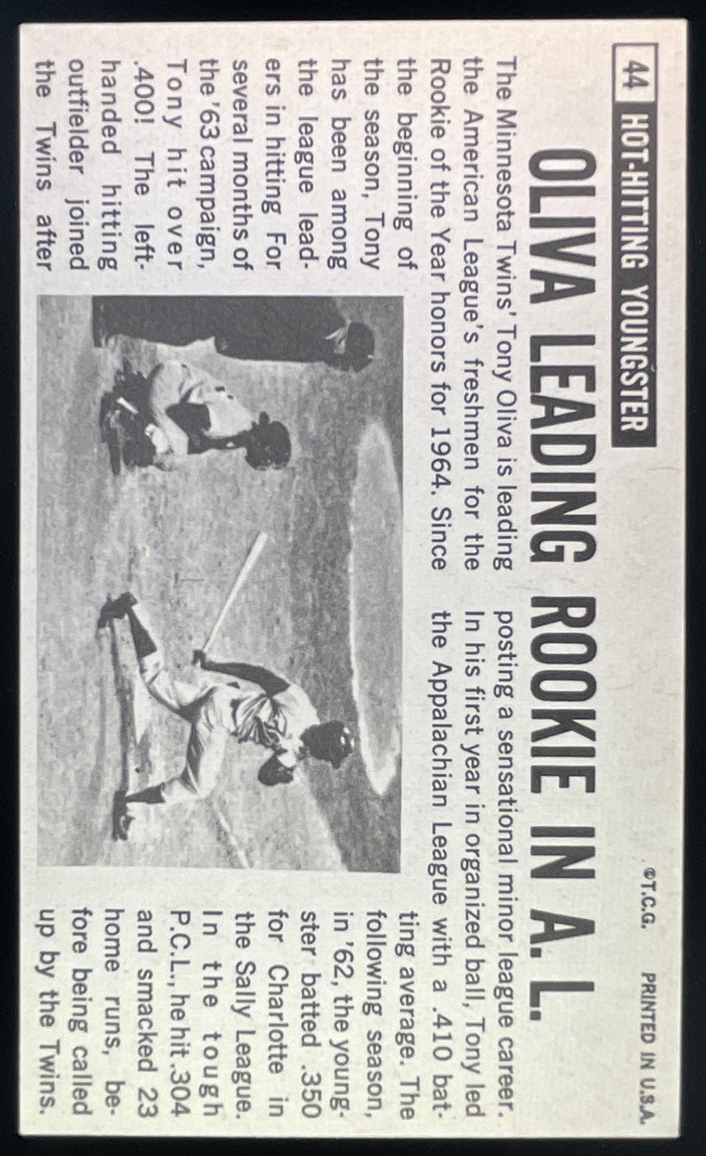 1964 Topps Giants #44 Tony Oliva product image 2, provided for visual reference and product detail review