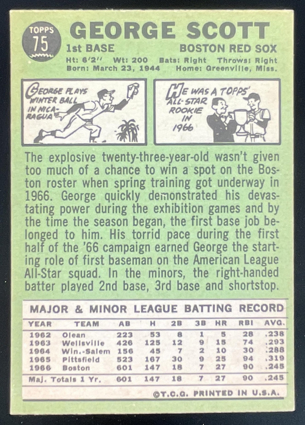 1967 Topps #75 George Scott product image 2, provided for visual reference and product detail review