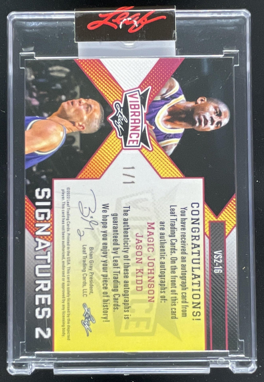 2022 Leaf Vibrance Red Flood Gold Circles Magic Johnson Jason Kidd Auto 1/1 product image 2, provided for visual reference