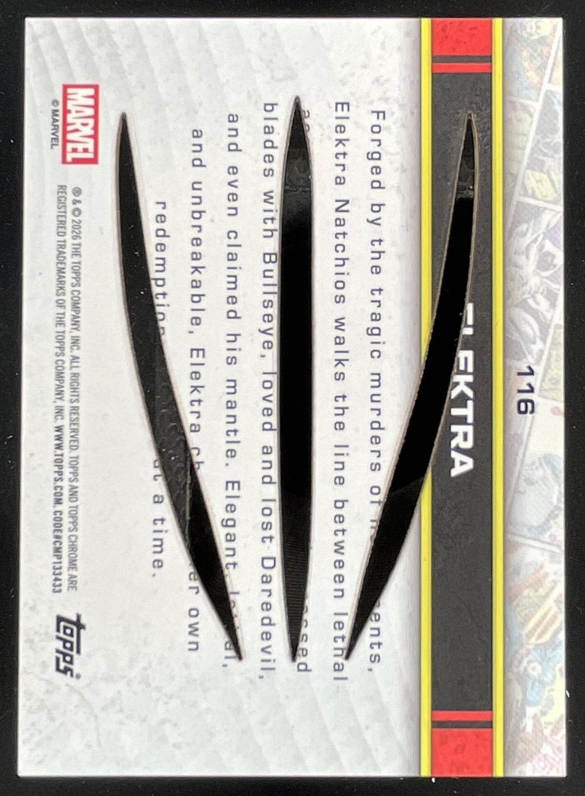 2026 Topps Chrome Marvel Comics Clawed Chrome Variations #116 Elektra /20 product image 2, provided for visual reference and