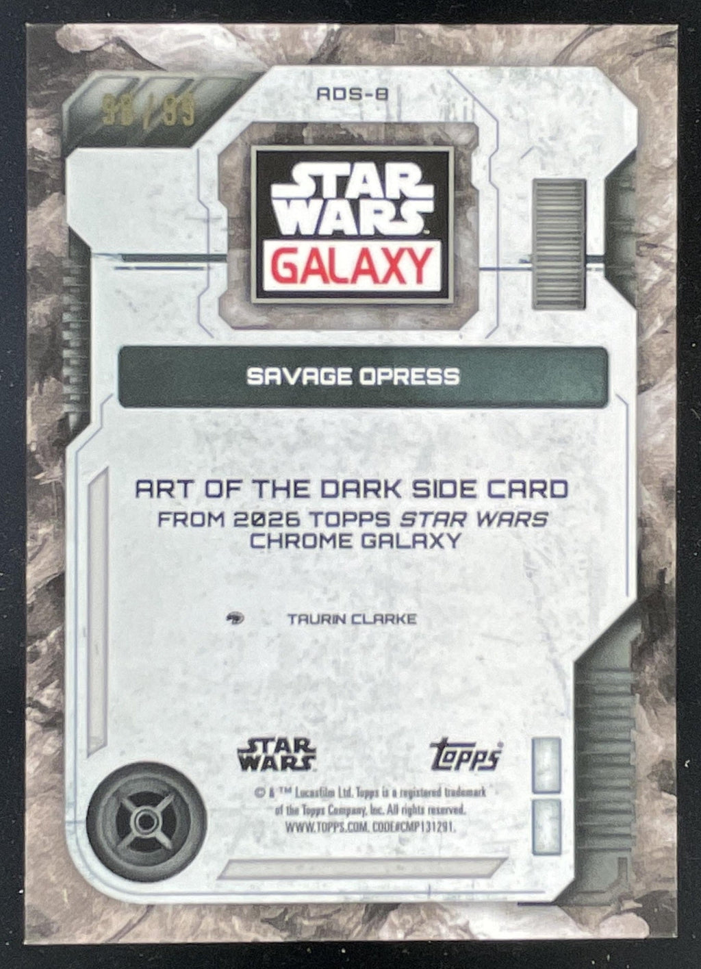 2026 Topps Chrome Star Wars Galaxy Art of the Dark Side Wave Savage Opress /99 product image 2, provided for visual