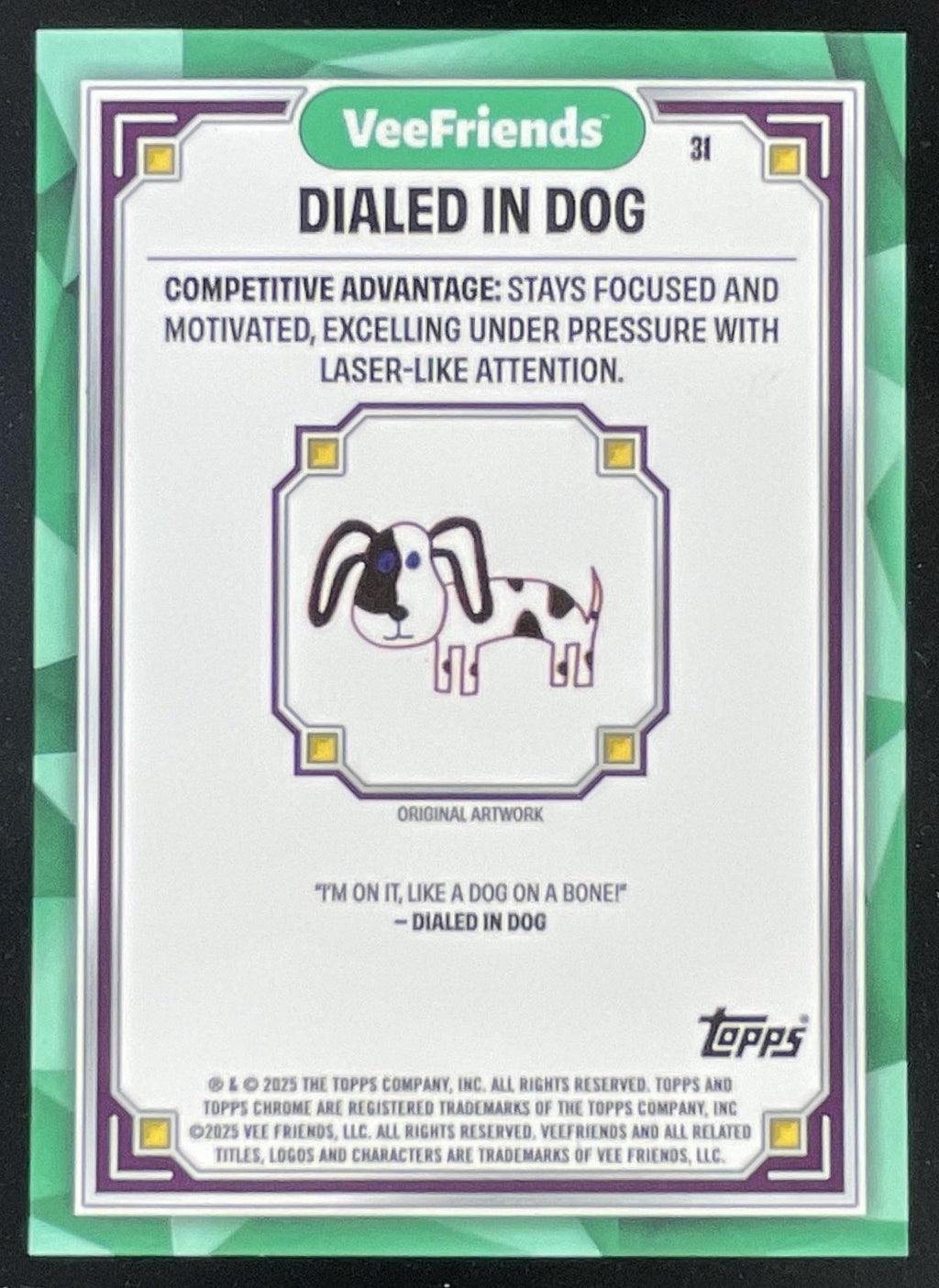 2025 Topps Chrome VeeFriends Gold Refractor #31 Dialed In Dog /50 product image 2, provided for visual reference and product