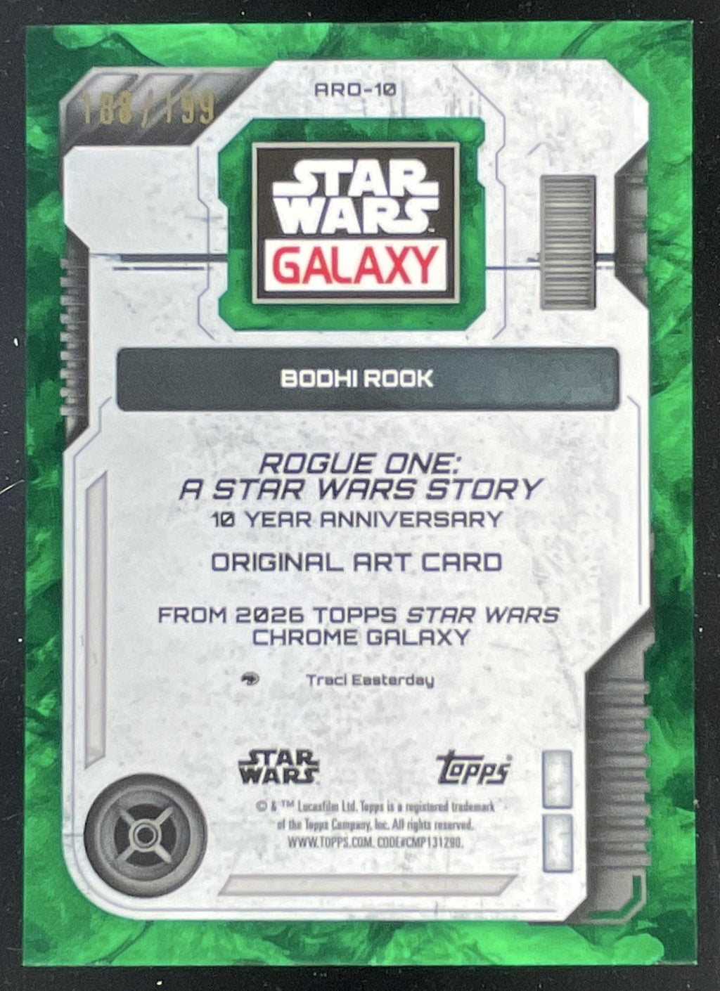 2026 Topps Chrome Star Wars Galaxy Rogue One Green Shimmer Bodhi Rook /199 product image 2, provided for visual reference