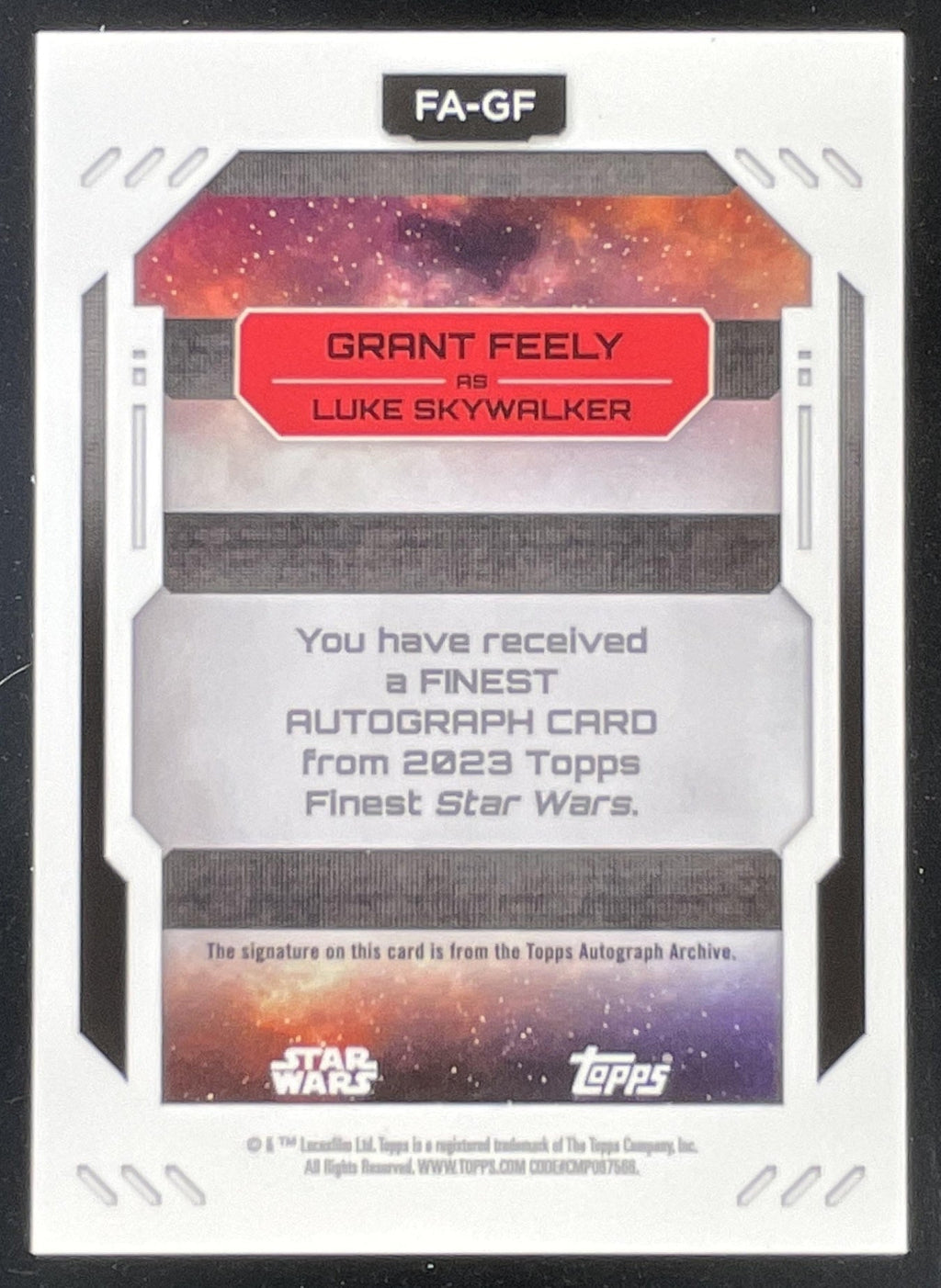 2023 Topps Finest Star Wars Finest Autographs Green #FA-GF Grant Feely Auto /99 product image 2, provided for visual