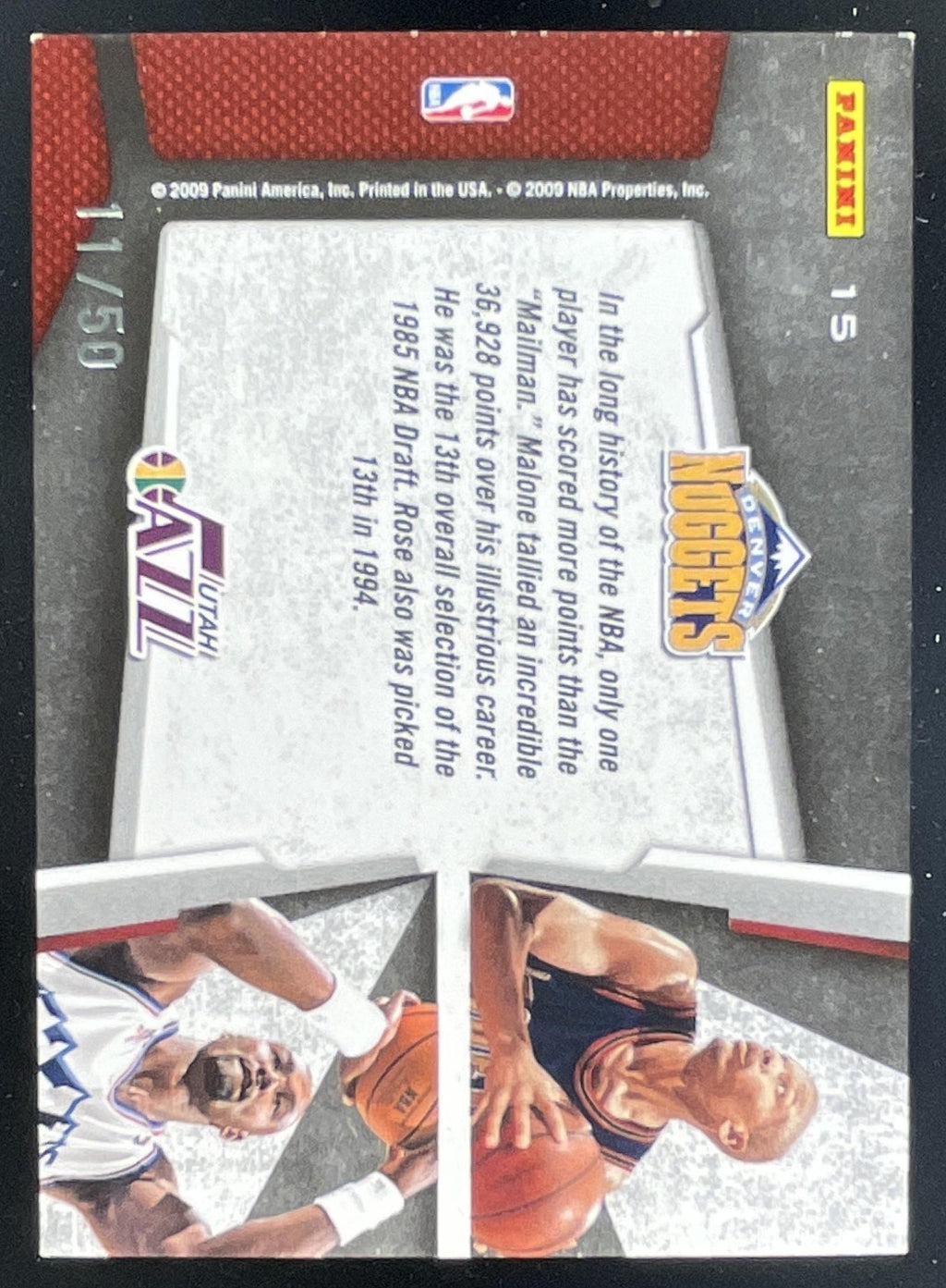 2009-10 Playoff Contenders Draft Tandems Black #15 Jalen Rose Karl Malone /50 product image 2, provided for visual reference