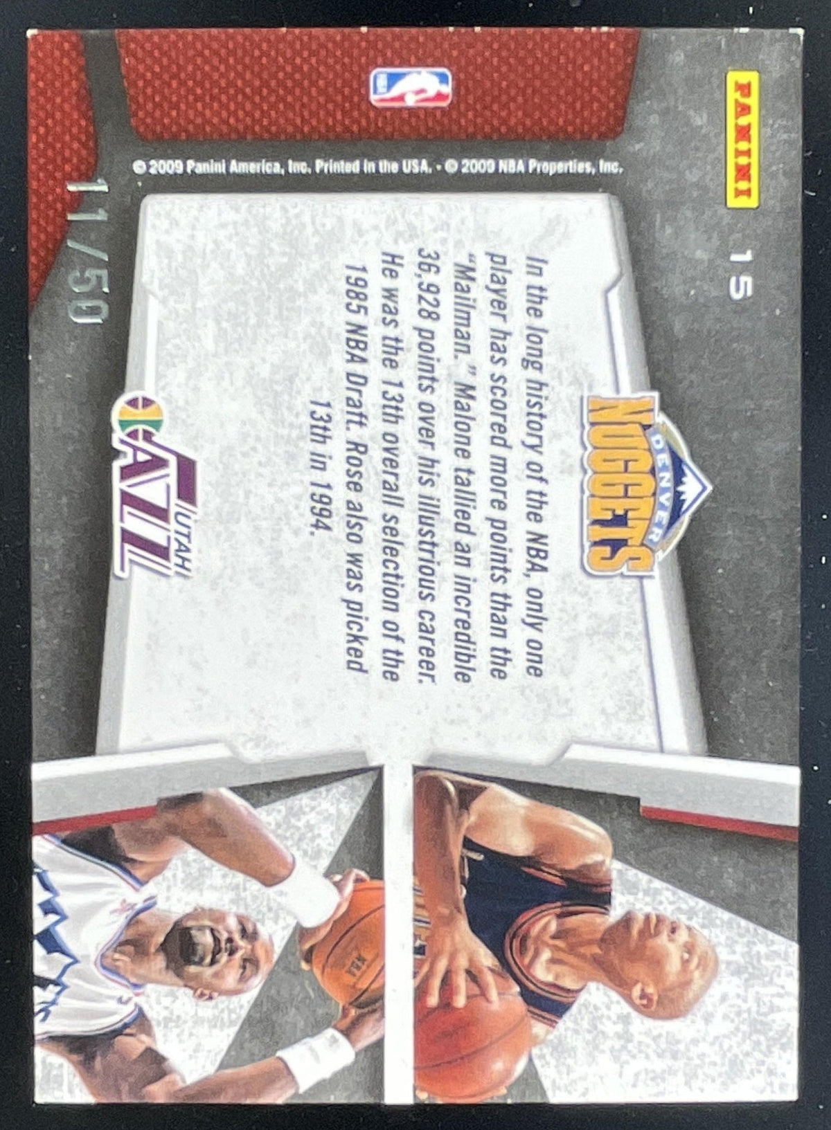 2009-10 Playoff Contenders Draft Tandems Black #15 Jalen Rose Karl Malone /50 product image 2, provided for visual reference