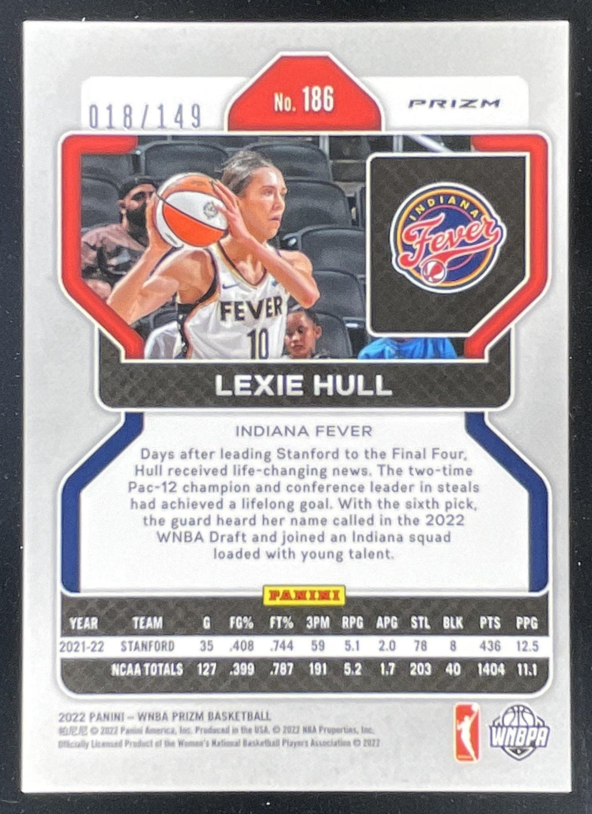 2022-23 Panini Prizm WNBA Blue Prizm #186 Lexie Hull RC /149 product image 2, provided for visual reference and product