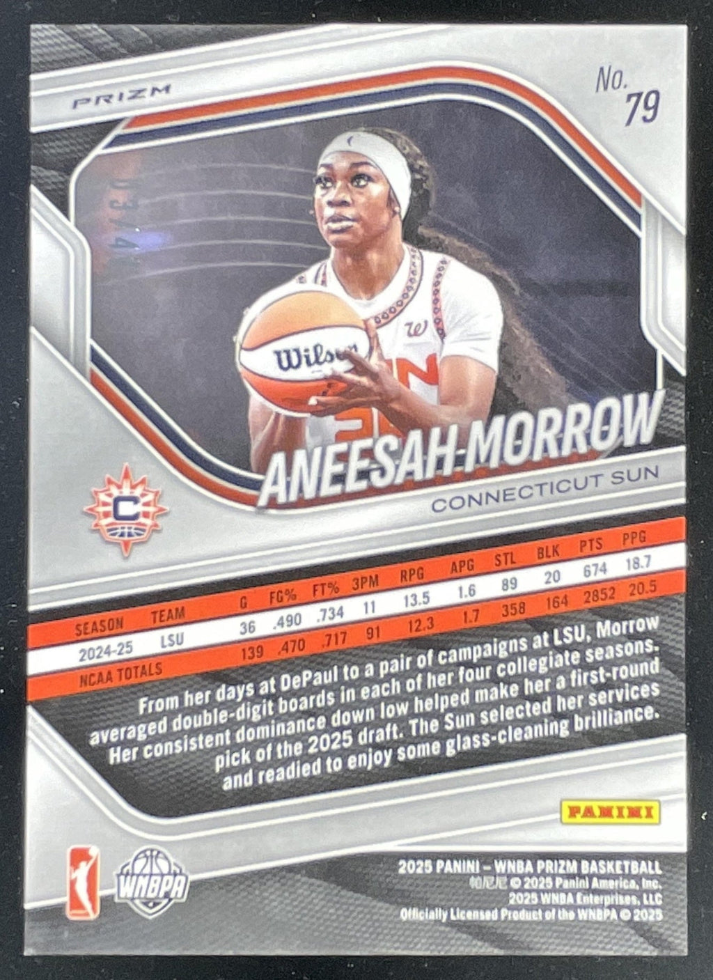 2025 Panini WNBA Prizm Teal Prizm #79 Aneesah Morrow RC /49 product image 2, provided for visual reference and product