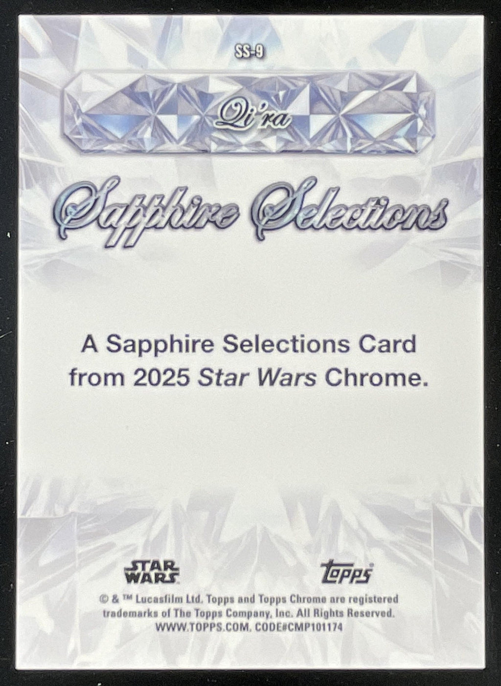2025 Topps Chrome Star Wars Sapphire Selections #SS-9 Qi'ra product image 2, provided for visual reference and product