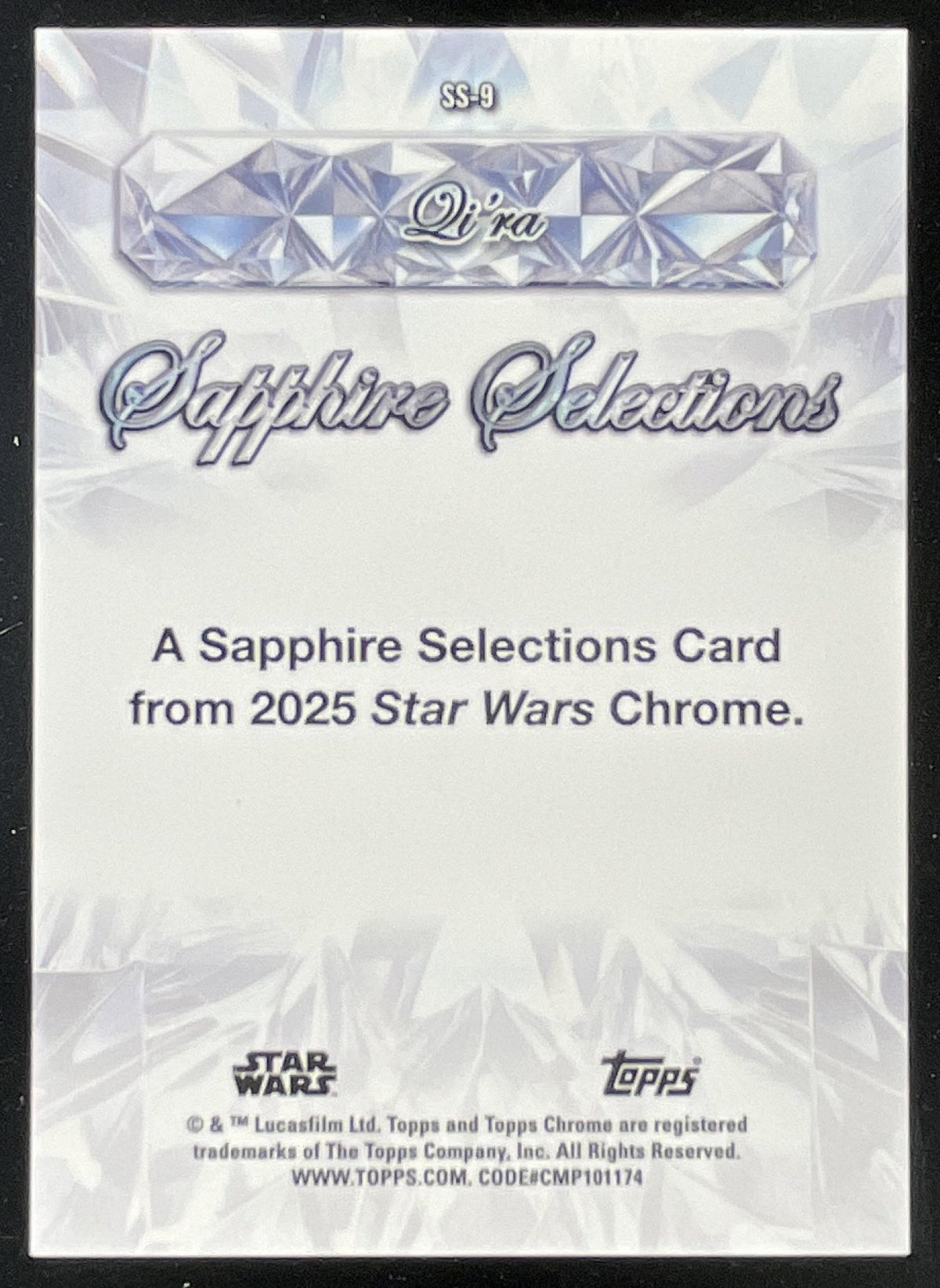 2025 Topps Chrome Star Wars Sapphire Selections #SS-9 Qi'ra product image 2, provided for visual reference and product