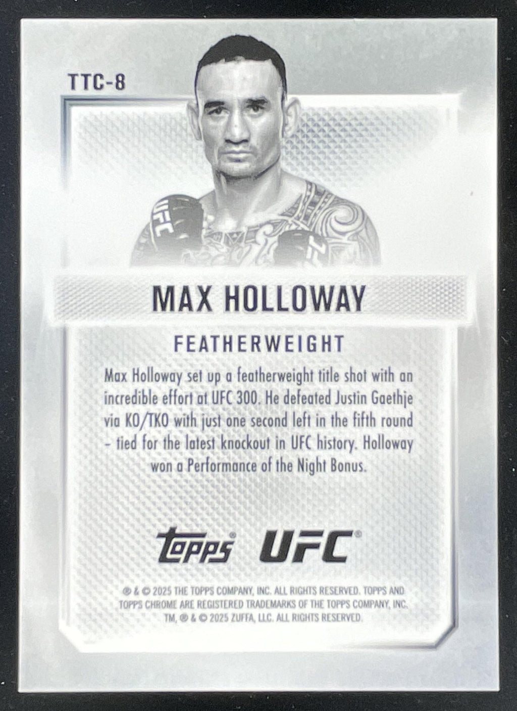2025 Topps UFC Chrome Top of the Class Red, White & Blue #TTC-8 Max Holloway /88 product image 2, provided for visual