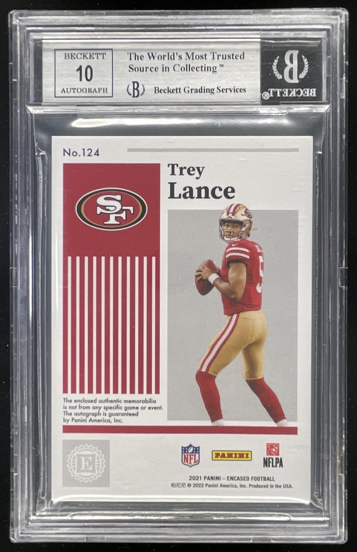 2021 Panini Encased Ruby #124 Trey Lance Autograph RC Auto /15 BGS 9 product image 2, provided for visual reference and